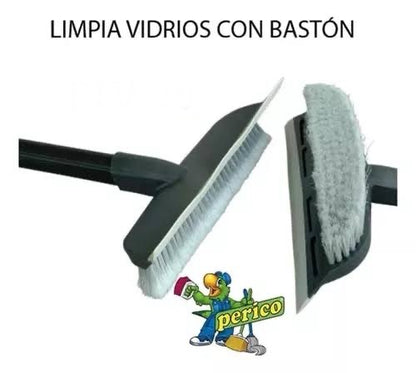 Jalador limpia vidrios c/ cepillo de 20 cm marca Perico incluye bastón