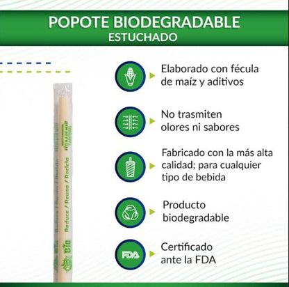 Caja Popote biodegradable estuchado 21 cm caja con 2 000 pz Marca Reyma