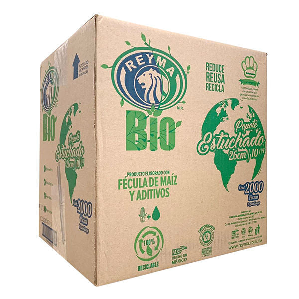 Caja Popote biodegradable estuchado 21 cm caja con 2 000 pz Marca Reyma