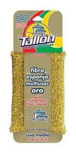 Fibra con esponja para cocina color oro. Marca Tallón. 12 piezas.