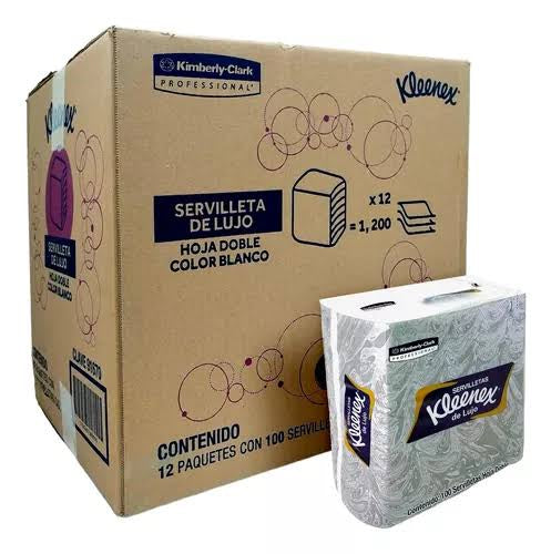 Caja Con 12 Pack Servilletas Kleenex Lujo 100 Hojas Dobles